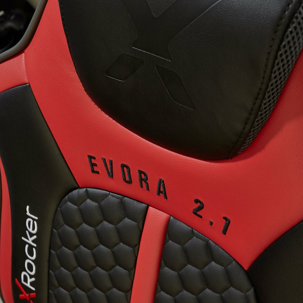 X Rocker Evora 2.1 - Sedia Gaming Ergonomica con Altoparlanti e Subwoofer, Nero/Rosso