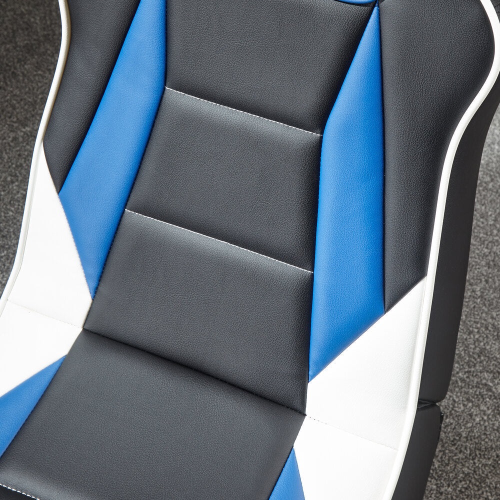 XROCKER Sedia da gioco Geist 2.0 - Compatibile con PS4/PS5, Seduta Pieghevole con Altoparlanti, Max 80kg, Pelle PU, Blu/Nero