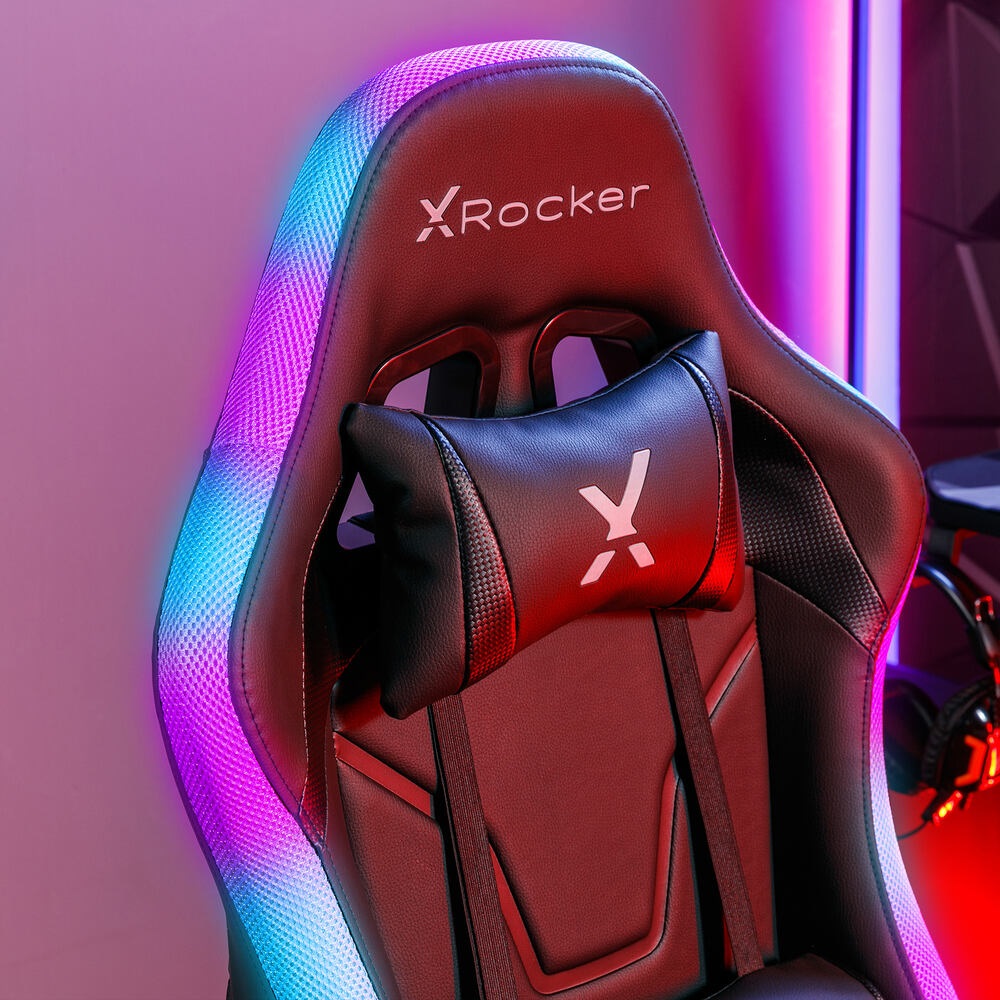 X Rocker Agility Compact - Sedia da gaming RGB con illuminazione LED e app, ergonomica per bambini e ragazzi, colore Nero
