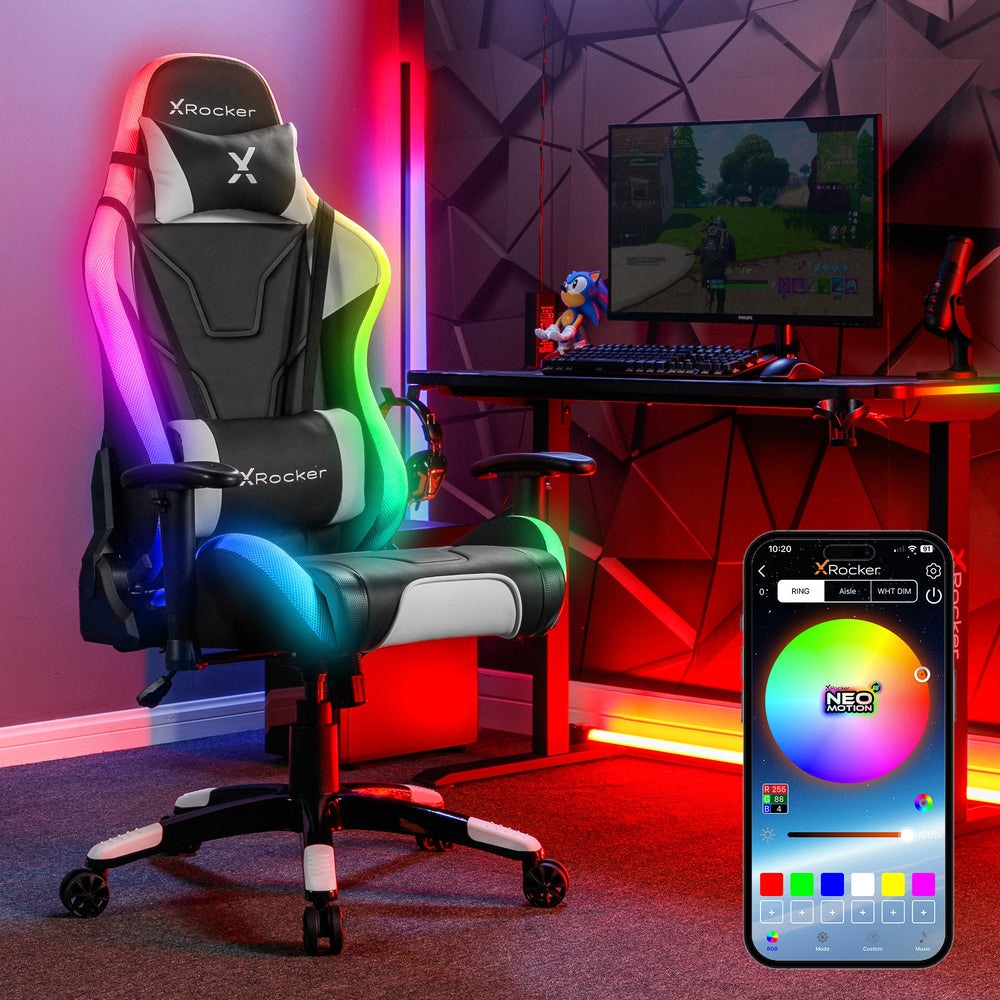 XROCKER Sedia Gaming Agility con Illuminazione RGB e Controllo App - Nero/Grigio