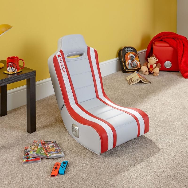 X Rocker Shadow Sedia Gaming per Bambini - Sedia Pieghevole con Audio Stereo 2.0 e Imbottitura in Schiuma - Compatibile con XBOX, PS4, PS5 e Switch - Rosso