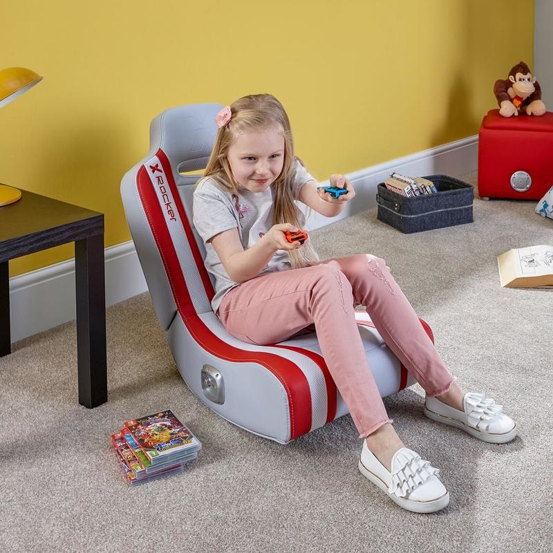 X Rocker Shadow Sedia Gaming per Bambini - Sedia Pieghevole con Audio Stereo 2.0 e Imbottitura in Schiuma - Compatibile con XBOX, PS4, PS5 e Switch - Rosso
