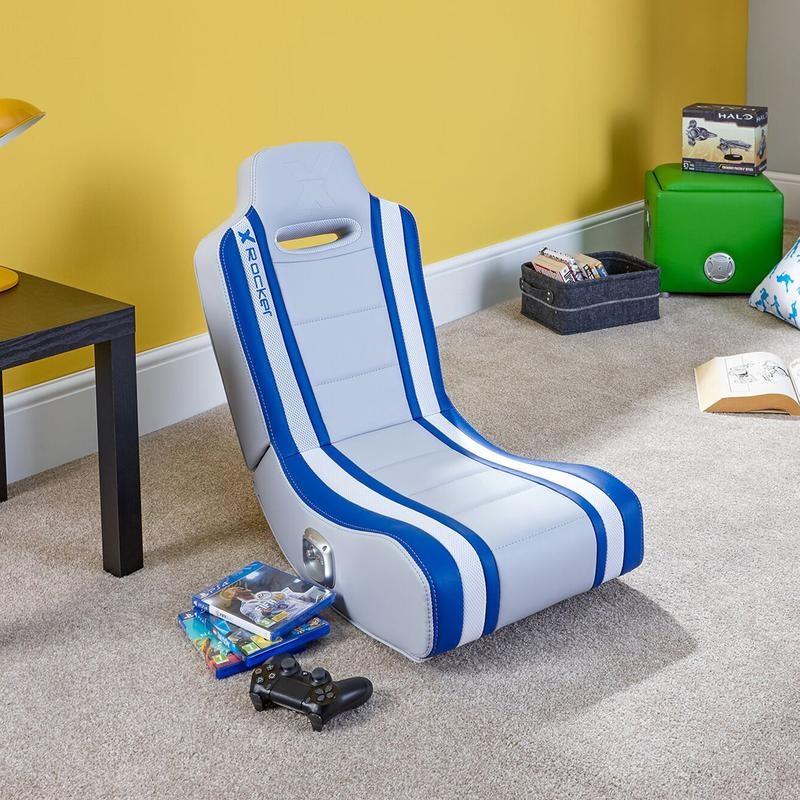 X Rocker Shadow 2.0 - Sedia Gaming con Altoparlanti, Sedile e Schienale Imbottiti, Blu e Bianco