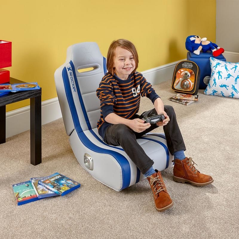 X Rocker Shadow 2.0 - Sedia Gaming con Altoparlanti, Sedile e Schienale Imbottiti, Blu e Bianco