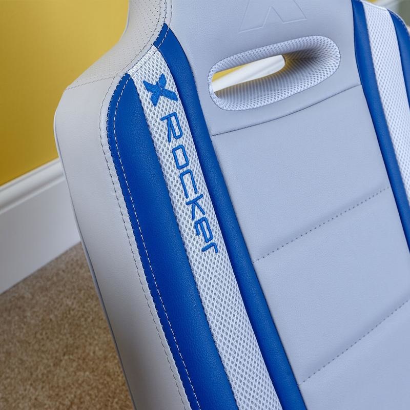 X Rocker Shadow 2.0 - Sedia Gaming con Altoparlanti, Sedile e Schienale Imbottiti, Blu e Bianco