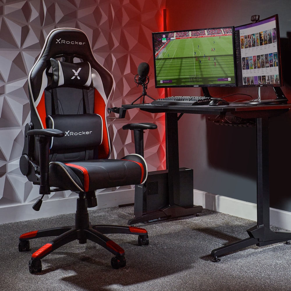 X Rocker Agility Compact - Sedia da Gaming Ergonomica per Teenager, 100 kg, Nero/Rosso