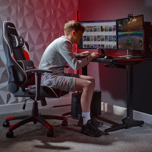 X Rocker Agility Compact - Sedia da Gaming Ergonomica per Teenager, 100 kg, Nero/Rosso