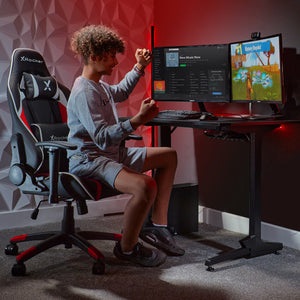 X Rocker Agility Compact - Sedia da Gaming Ergonomica per Teenager, 100 kg, Nero/Rosso