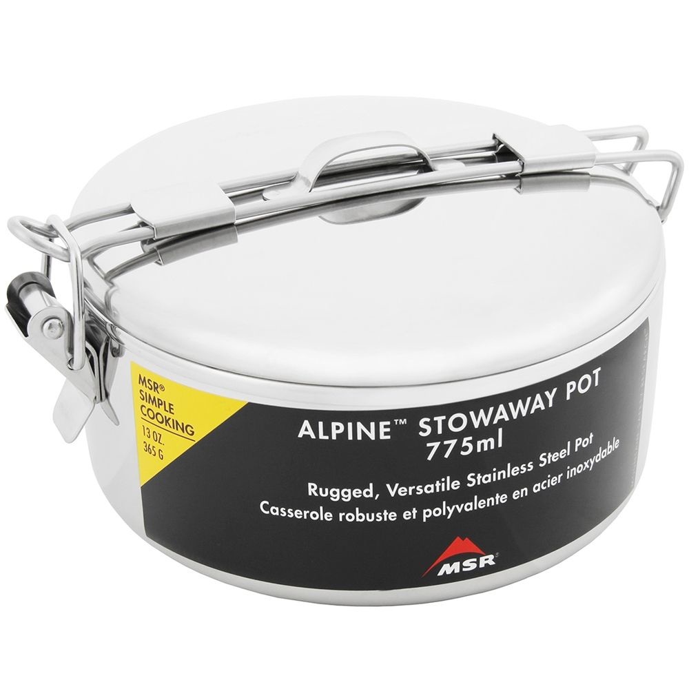 MSR Alpine Stowaway Pot 775 ml - Pentola da Camping in Acciaio Inox con Manico a Cerniera