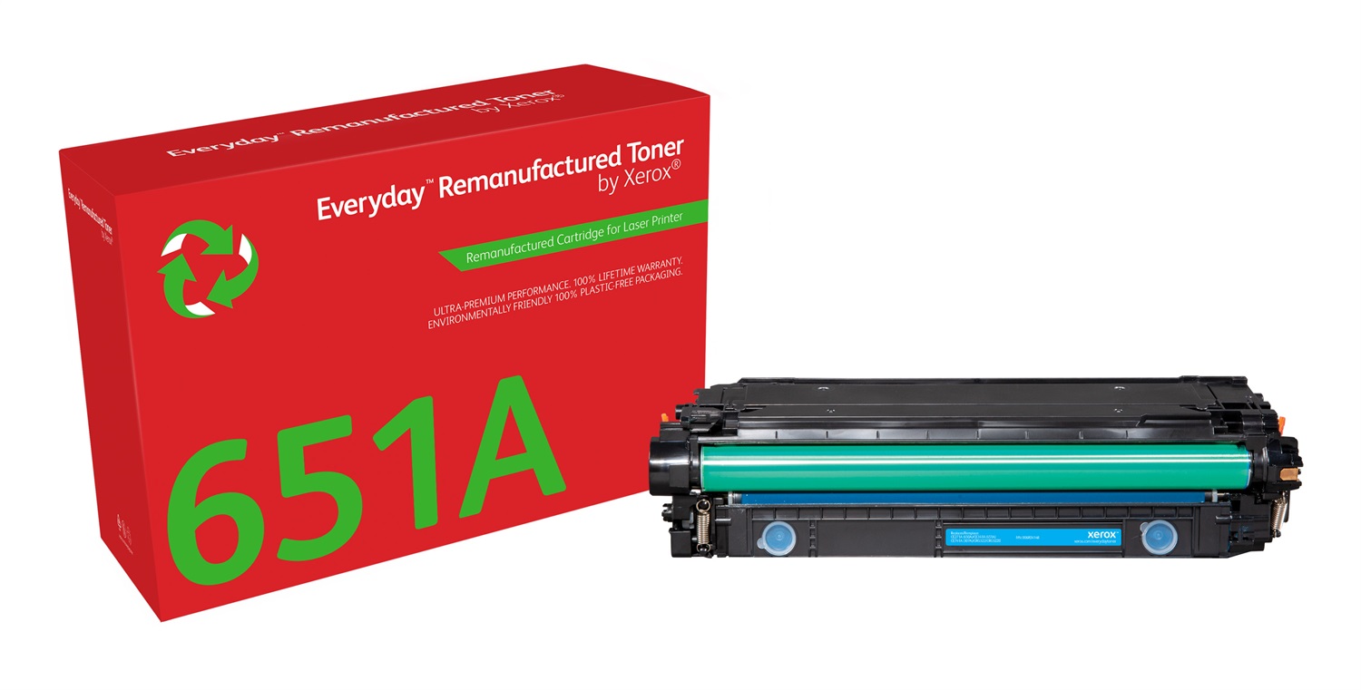 Xerox Everyday Toner Rigenerato Ciano Compatibile con HP 651A/650A/307A (CE341A/CE271A/CE741A) - Capacità 16000 Pagine