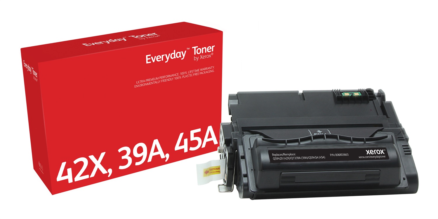 Xerox Everyday Toner Mono compatibile con HP 42A/39A/45A (Q5942X/Q1339A/Q5945A) - Capacità 20000 pagine, Nero, Garanzia a vita