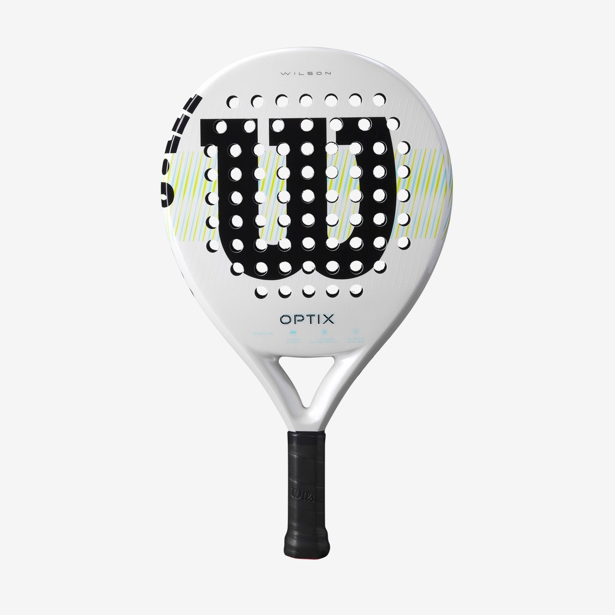 Wilson Optix V1 Racchetta da Padel Bianco in Fibra di Vetro per Principianti - 360 g, Bilanciamento 265 mm, Forma Rotonda