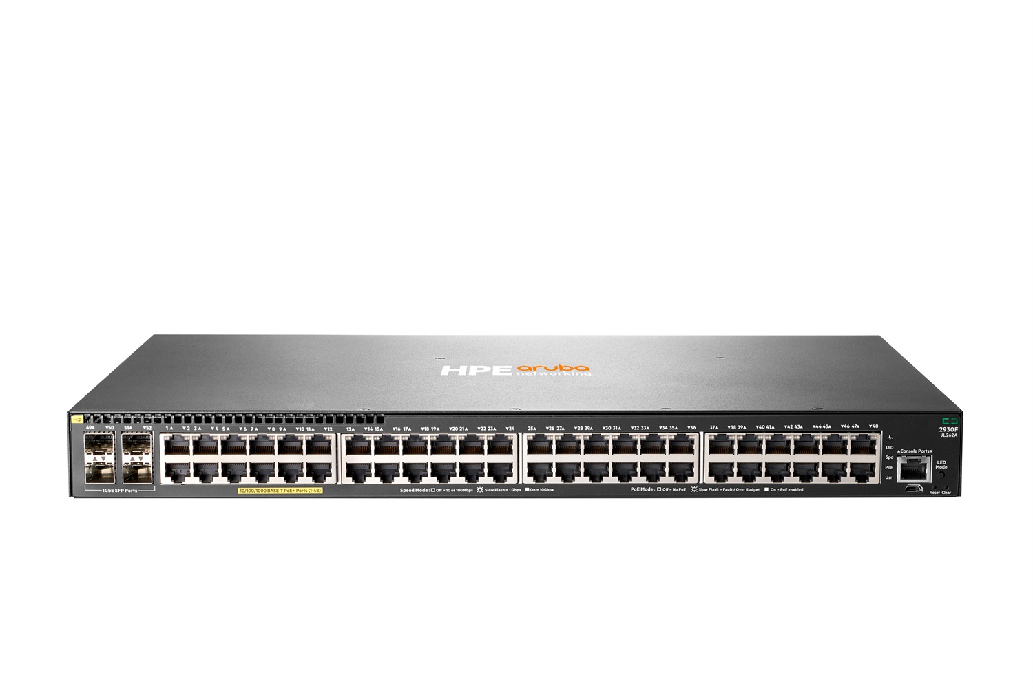 HPE Aruba 2930F 48G PoE 4SFP Switch Gestito L3 Gigabit Ethernet (10/100/1000) con Supporto Power over Ethernet (PoE) - Montaggio Rack 1U Grigio