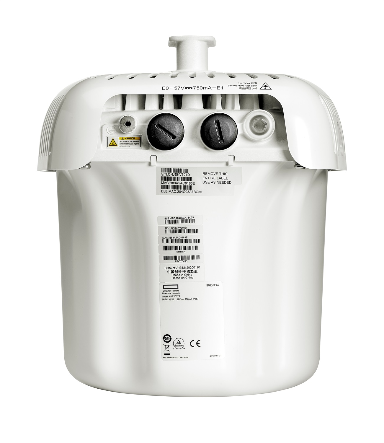HPE Aruba AP-575 (RW) Access Point Esterno Wi-Fi 6 5375 Mbit/s Bianco con Power over Ethernet (PoE)