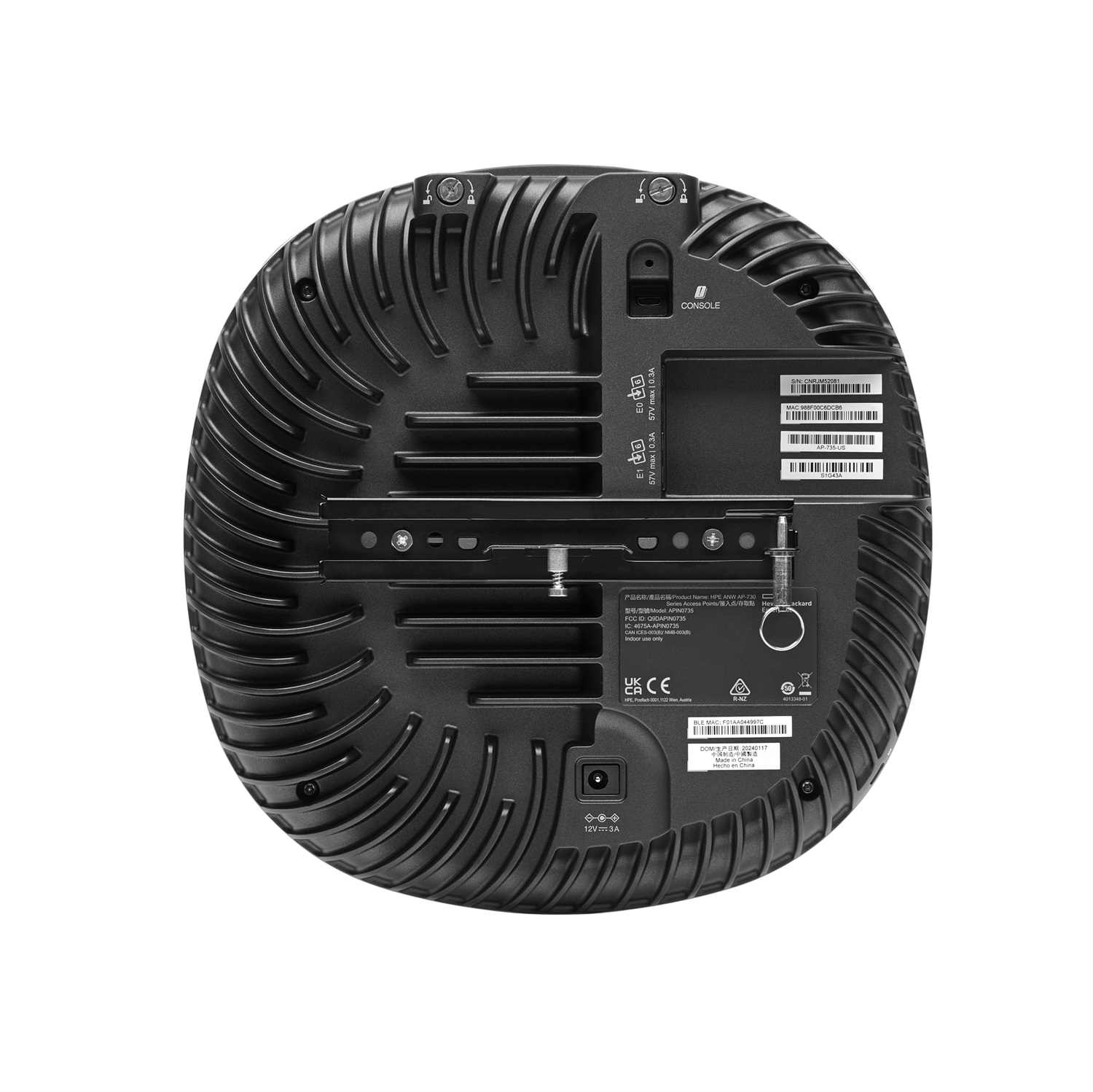 HPE Aruba Networking AP-735 Bianco Access Point Tri Radio 2x2 Wi-Fi 7 con Power over Ethernet (PoE), 2.4/5/6 GHz, Velocità fino a 5000 Mbit/s, Consumo Energetico Max 36 W