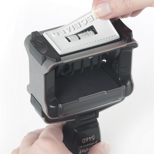 Trodat Professional 5460/L1 Datario Autoinchiostrante RICEVUTO - Acciaio 56x33 mm, Impugnatura Ergonomica