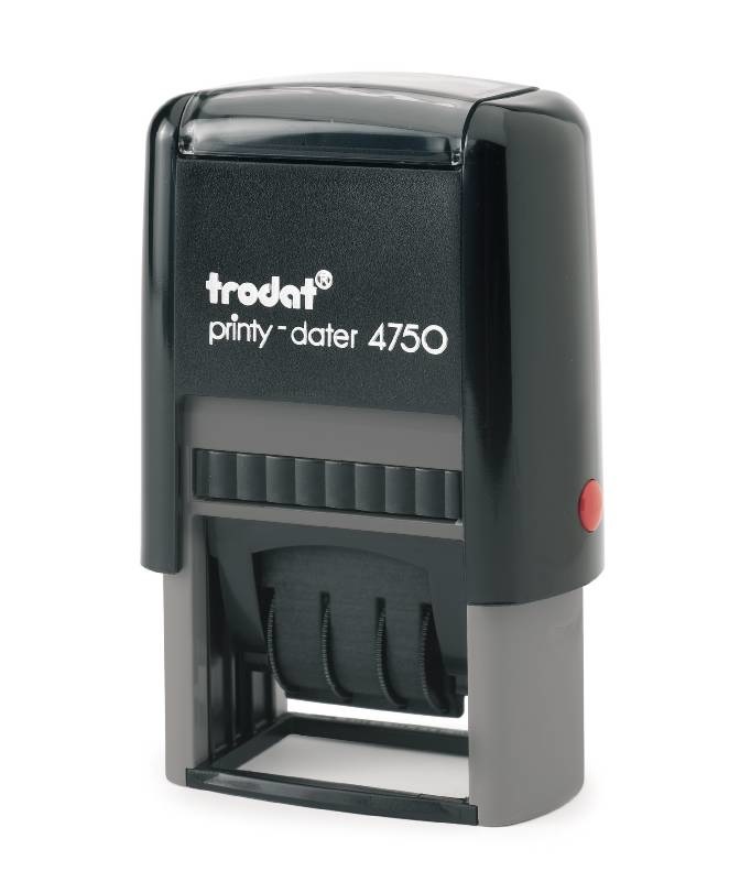 Trodat Printy 4750 - Datario Autoinchiostrante Personalizzabile 41x24 mm, Plastica Nera, Altezza Caratteri 4 mm