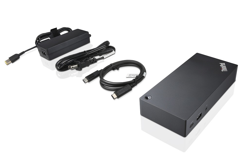 Lenovo ThinkPad 40A90090EU Docking Station USB-C Cablato con 3x USB 3.0, 2x USB 2.0, VGA, Ethernet LAN - Nero