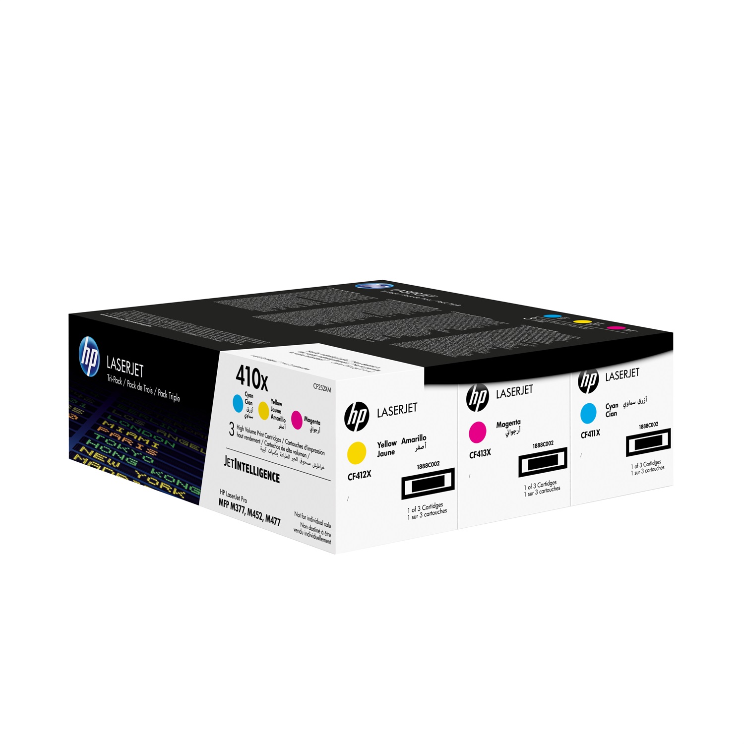HP CF252XM 410X - Confezione da 3 cartucce toner originale alta capacità Ciano, Magenta, Giallo - 5000 pagine per cartuccia