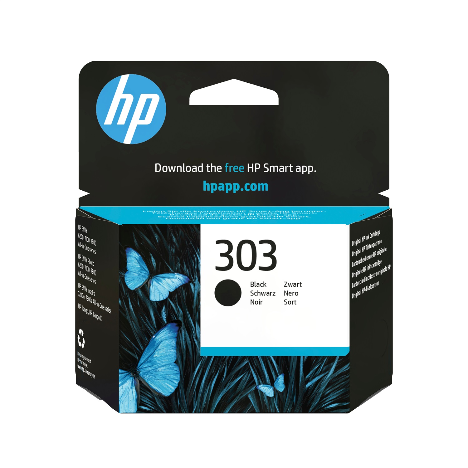 HP Cartuccia di inchiostro nero originale T6N02AE 303 - 4 ml, Inchiostro a base di pigmento, Resa 200 pagine, Compatibile con HP Tango e Envy Photo