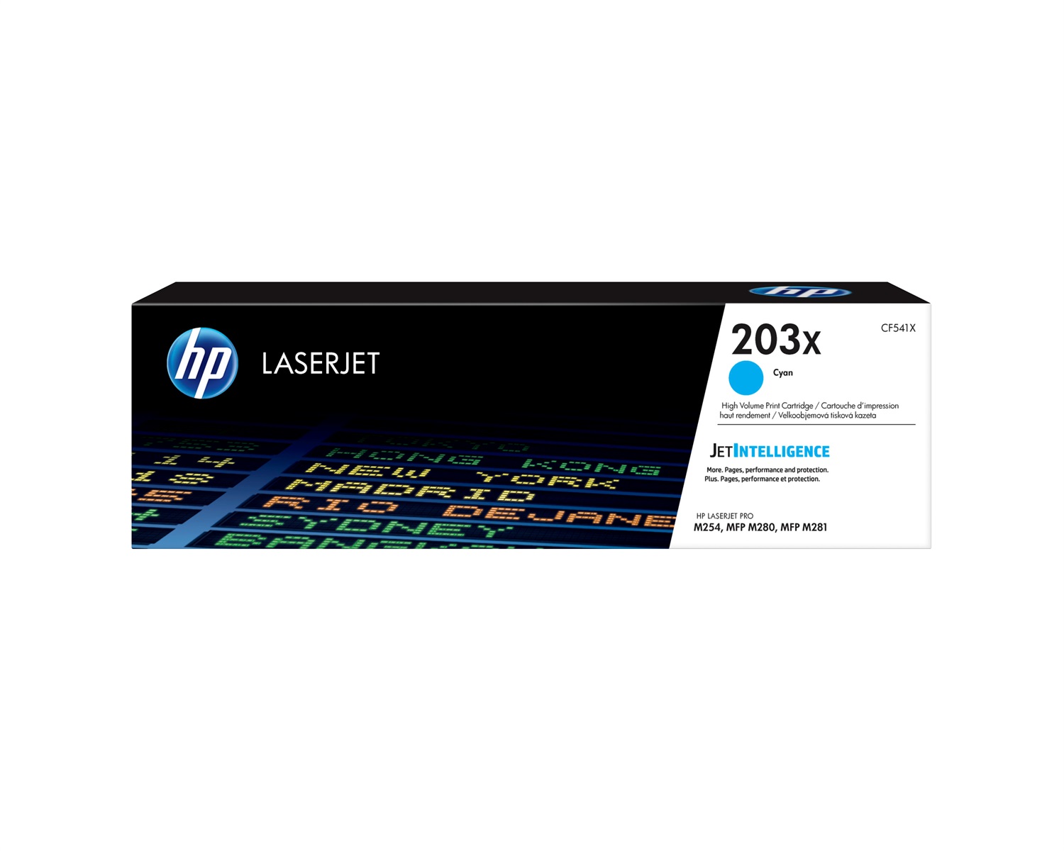 HP Cartuccia toner ciano originale CF541X 203X - Alta capacità, fino a 2500 pagine, compatibile con Color LaserJet Pro MFP M280nw, MFP M281fdn, MFP M281fdw, M254dw, M254nw