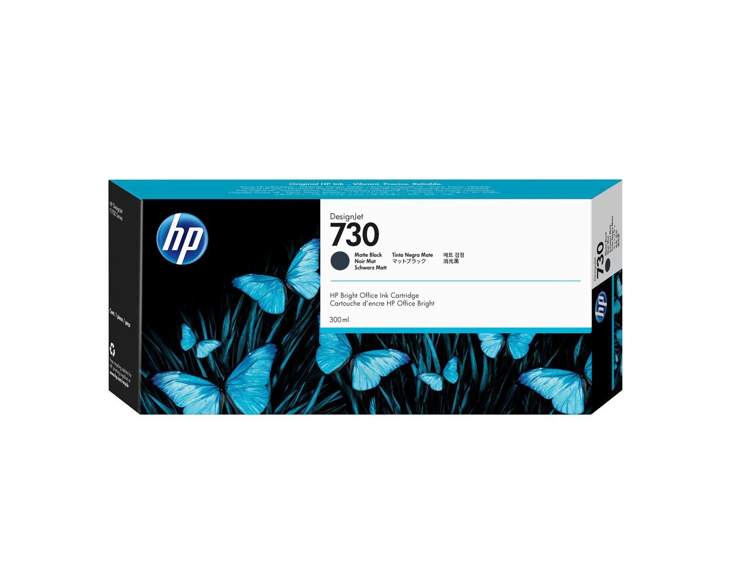 HP Cartuccia di inchiostro nero opaco P2V71A 730 da 300 ml - Compatibile con DesignJet T1700 e T2600