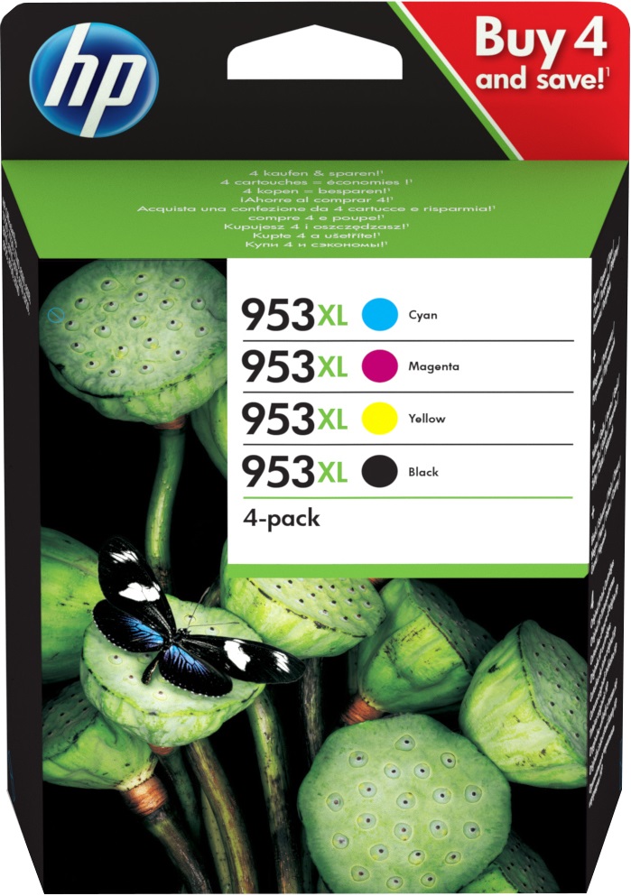 HP 953XL Multipack Cartucce d'Inchiostro Originali a Colori (Nero, Ciano, Magenta, Giallo) - Resa Elevata (XL)