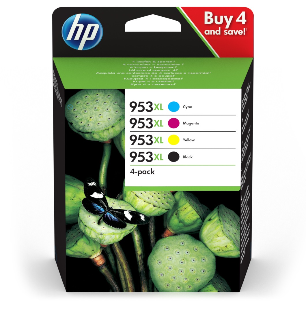 HP 953XL Multipack Cartucce d'Inchiostro Originali a Colori (Nero, Ciano, Magenta, Giallo) - Resa Elevata (XL)