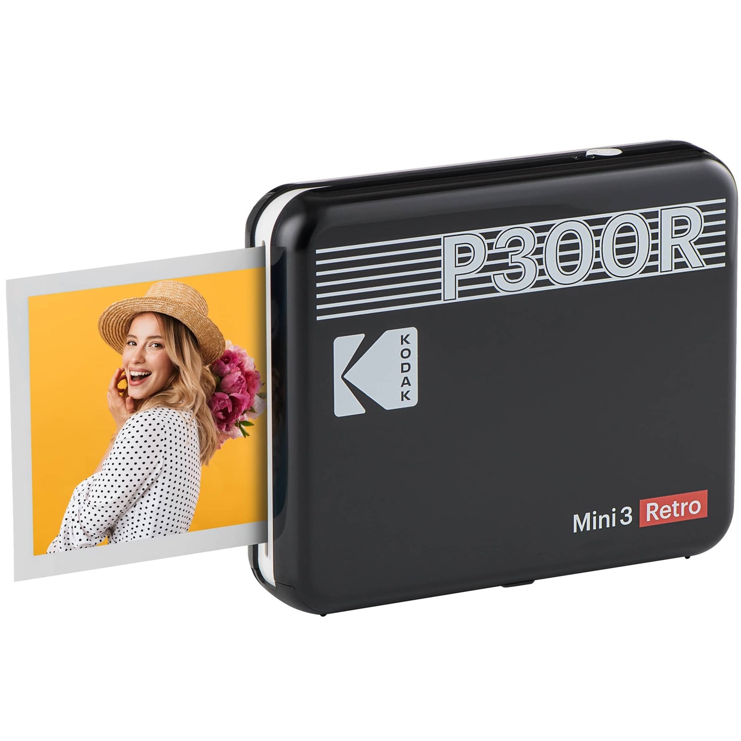 KODAK Mini 3 Retro - Stampante Fotografica Portatile 4PASS (76 x 76 mm) con 8 Fogli, Nero