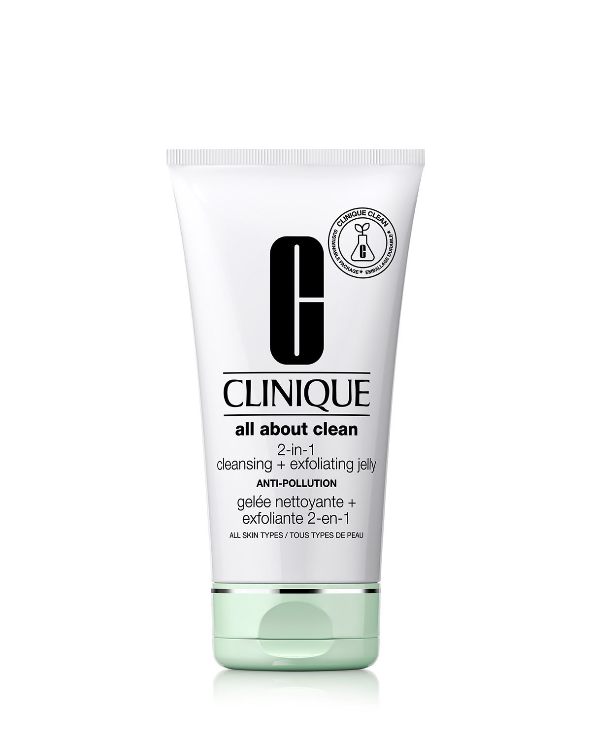 Clinique All About Clean 2-in-1 Cleansing Exfoliating Jelly 150 ml - Gel Detergente e Esfoliante con Acido Salicilico e Perle di Bambù