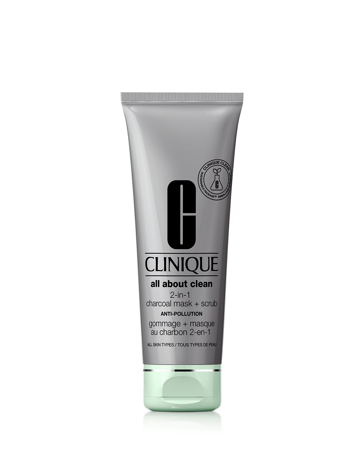 Clinique All About Clean 2-in-1 Charcoal Mask Scrub 100ml - Maschera viso detossinante e scrub esfoliante con carbone di bambù e argilla caolino