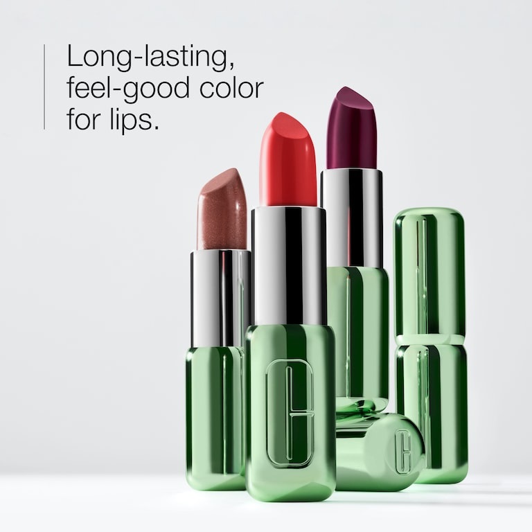 Clinique Pop Longwear Lipstick Cherry Pop - Rossetto a lunga tenuta con finish Shine, 3.9 g