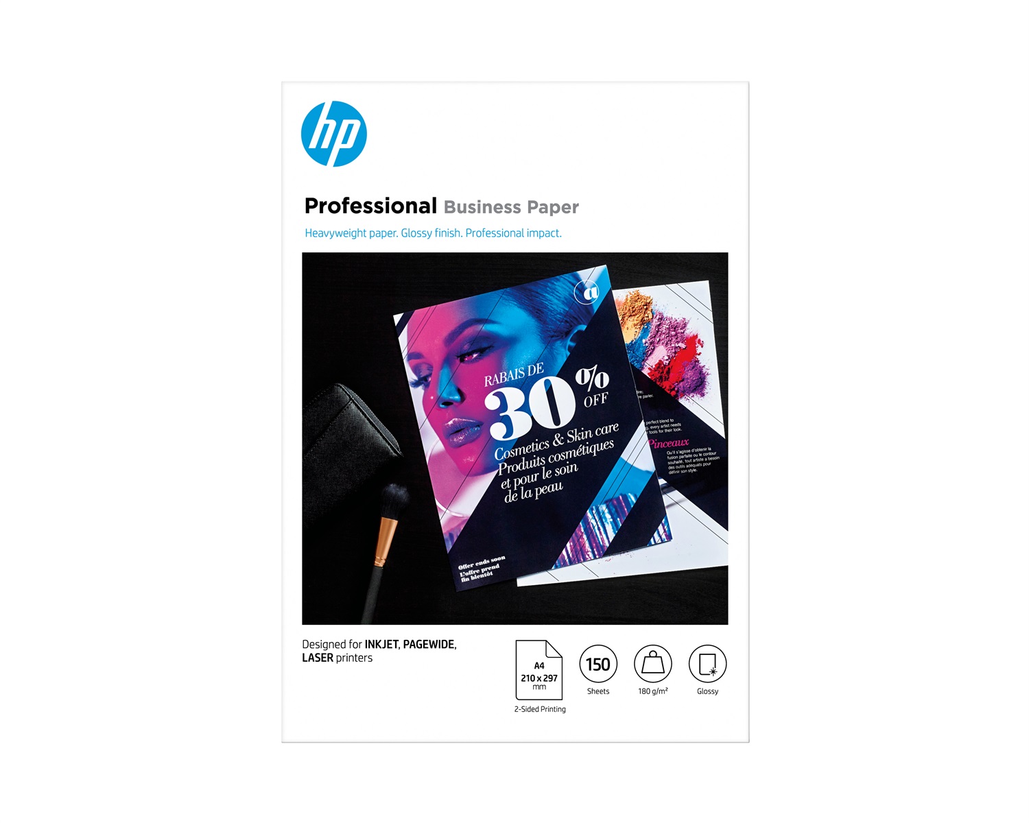 HP Carta Professionale Lucida, 180 g/m², A4 (210 x 297 mm), Confezione da 150 Fogli, Certificata FSC®