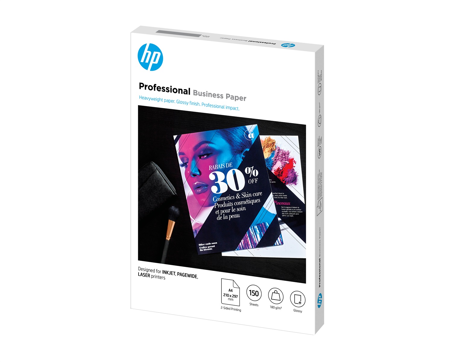 HP Carta Professionale Lucida, 180 g/m², A4 (210 x 297 mm), Confezione da 150 Fogli, Certificata FSC®