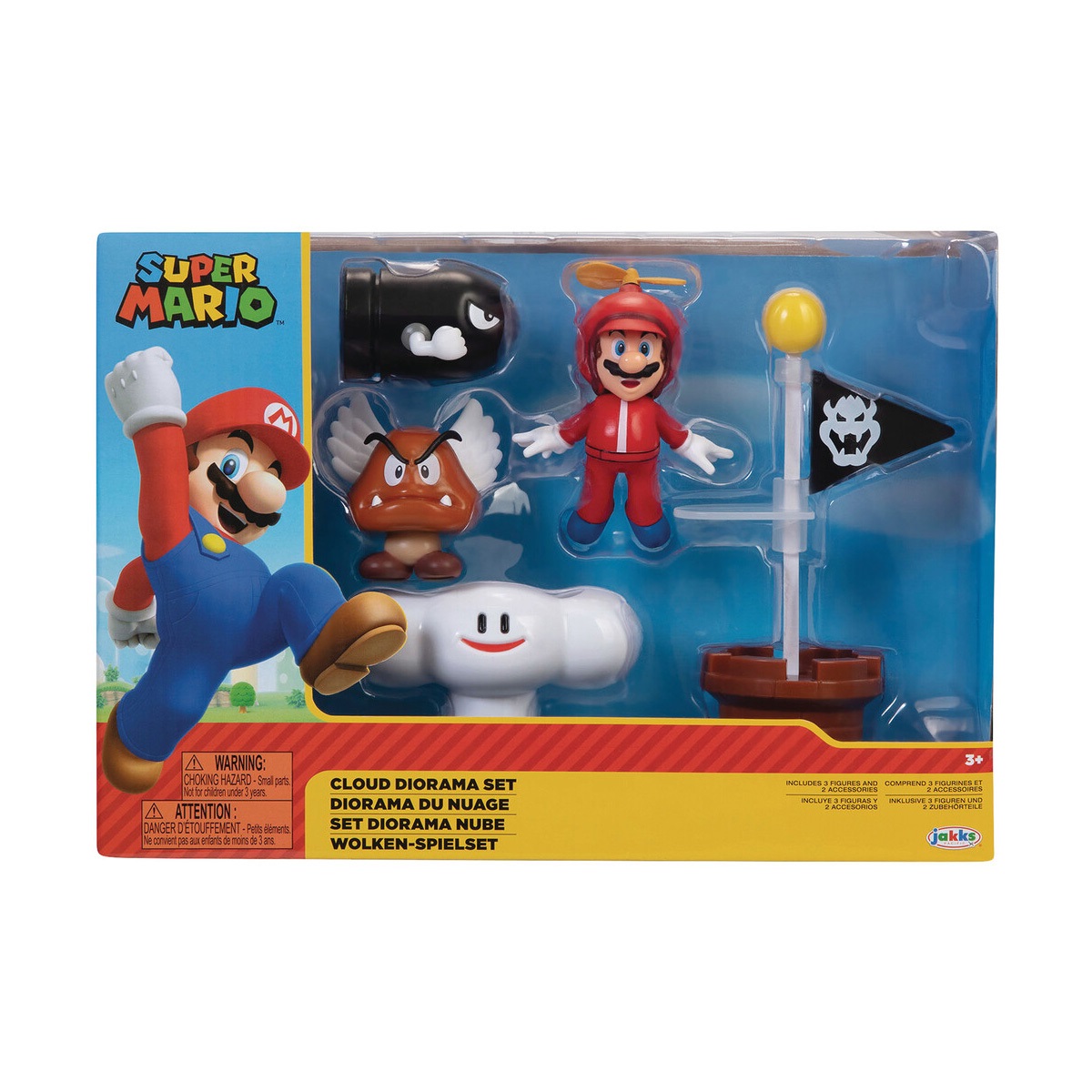 Jakks Pacific Super Mario Cloud Diorama Set - Set di Gioco con Personaggi da 6 cm e Accessori