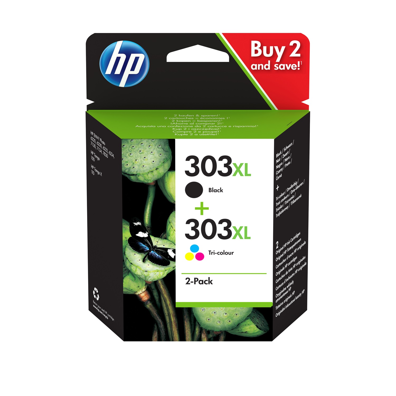 HP Multipack Cartucce Originali Nero e Colori 3YN10AE MCVP 303XL per Stampanti Envy e Photo