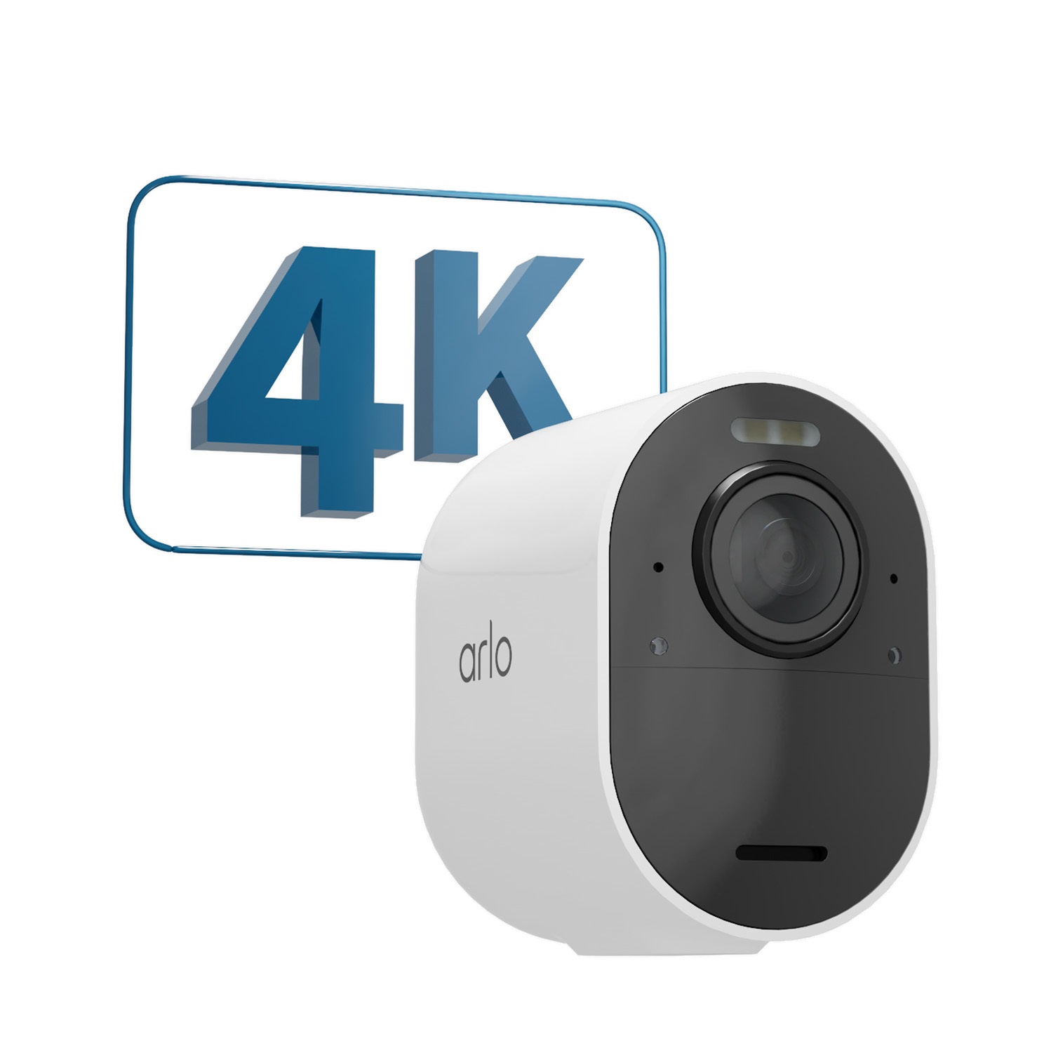 Arlo Ultra 2 Telecamera di Sorveglianza Esterni 4K UHD Wireless con Visione Notturna a Colori, Sensore di Movimento e Sirena Allarme - Telecamera Aggiuntiva Bianca