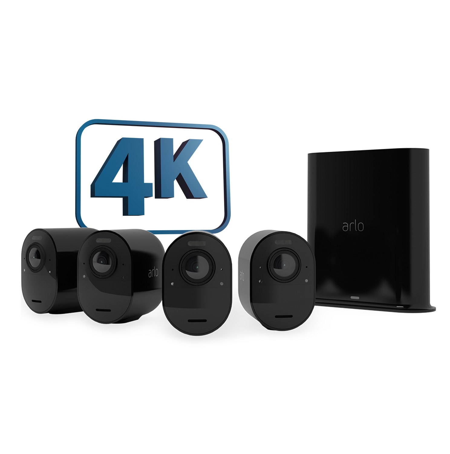 Arlo Ultra 2 Telecamera di Sicurezza IP Wireless per Esterno e Interno, Set da 4, Colore Nero, Angolo di Visuale 180°