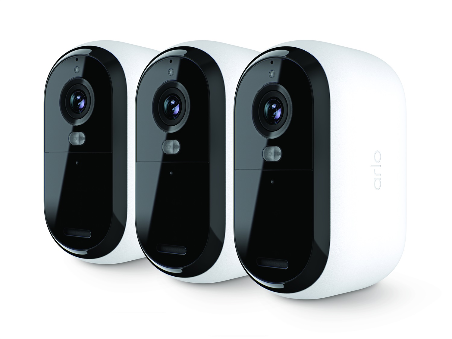 Arlo Essential Telecamera di Sicurezza IP 2K per Esterni e Interni, Wireless, Pacco da 3, Nero/Bianco