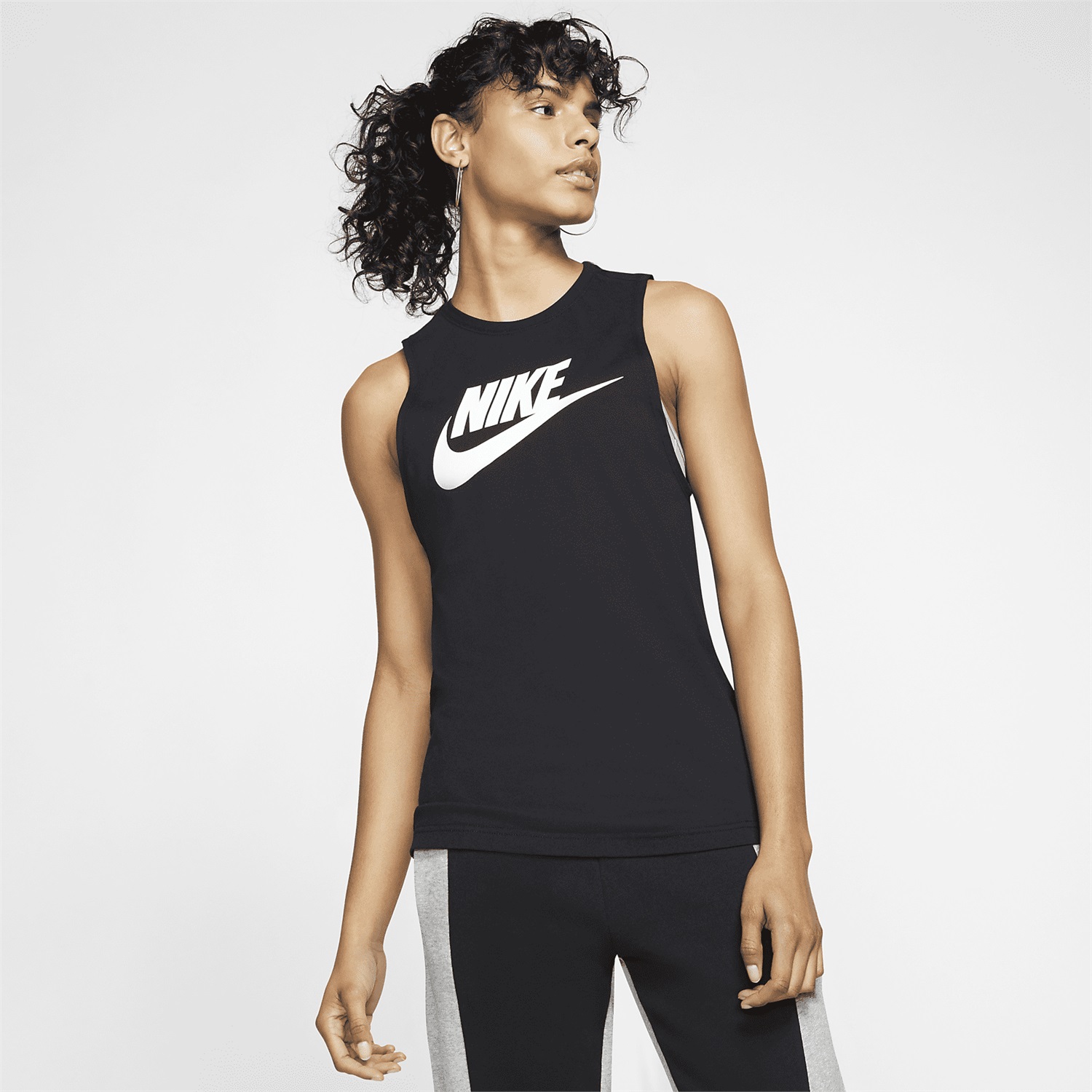 Nike Futura Big Logo W - Canottiera Donna Nero/White, XS-XL, Dri-FIT, Ampia Libertà di Movimento