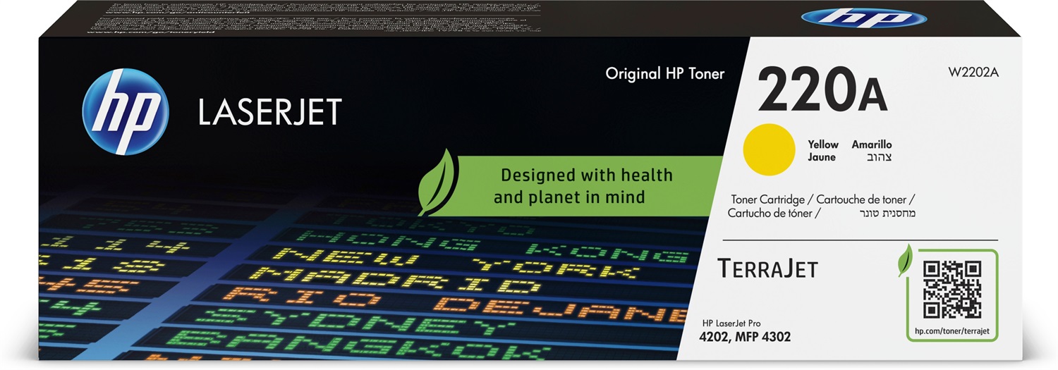 HP Cartuccia toner originale giallo W2202A 220A - 1800 pagine, compatibile con Color LaserJet Pro 4202 e 4302