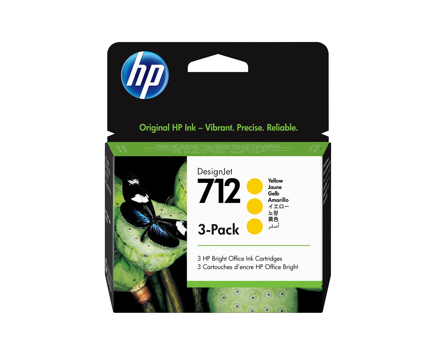 HP Confezione da 3 cartucce di inchiostro giallo originale DesignJet 712 - 29 ml, Resa standard, Inchiostro colorato, Codice 3ED79A