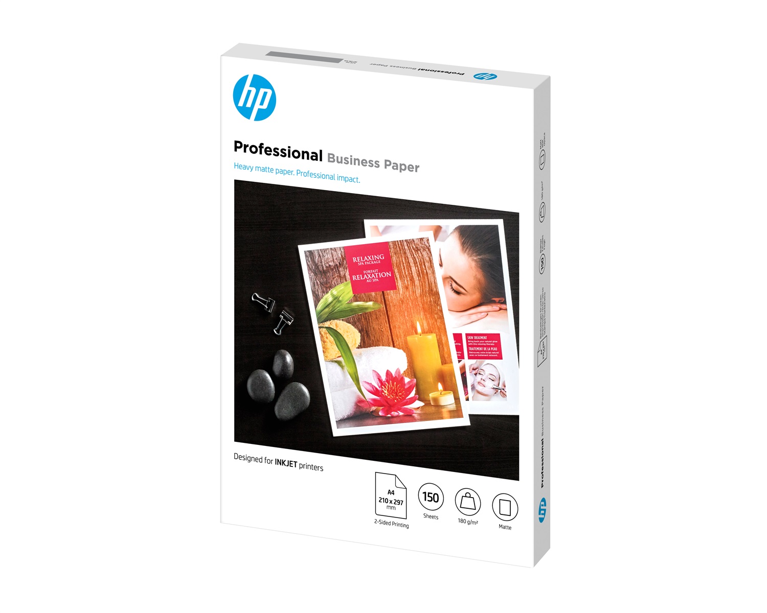 HP Carta opaca Professional Business, 180 g/m², A4 (210 x 297 mm), 150 fogli - Compatibile con stampanti inkjet, certificata FSC