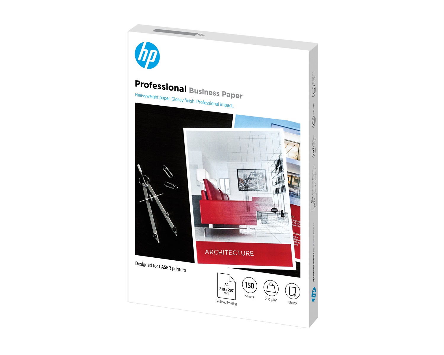 HP Carta Lucida Professionale Business, 200 g/m², A4 (210 x 297 mm), 150 Fogli, Compatibile con Stampe Laser, Certificata FSC®