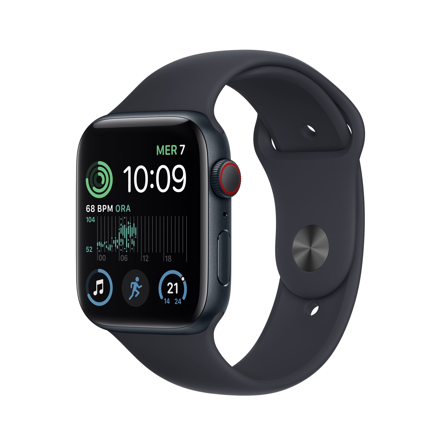 Apple Watch SE OLED 44 mm Digitale 368 x 448 Pixel Touch screen 4G Nero Wi-Fi GPS (satellitare)
