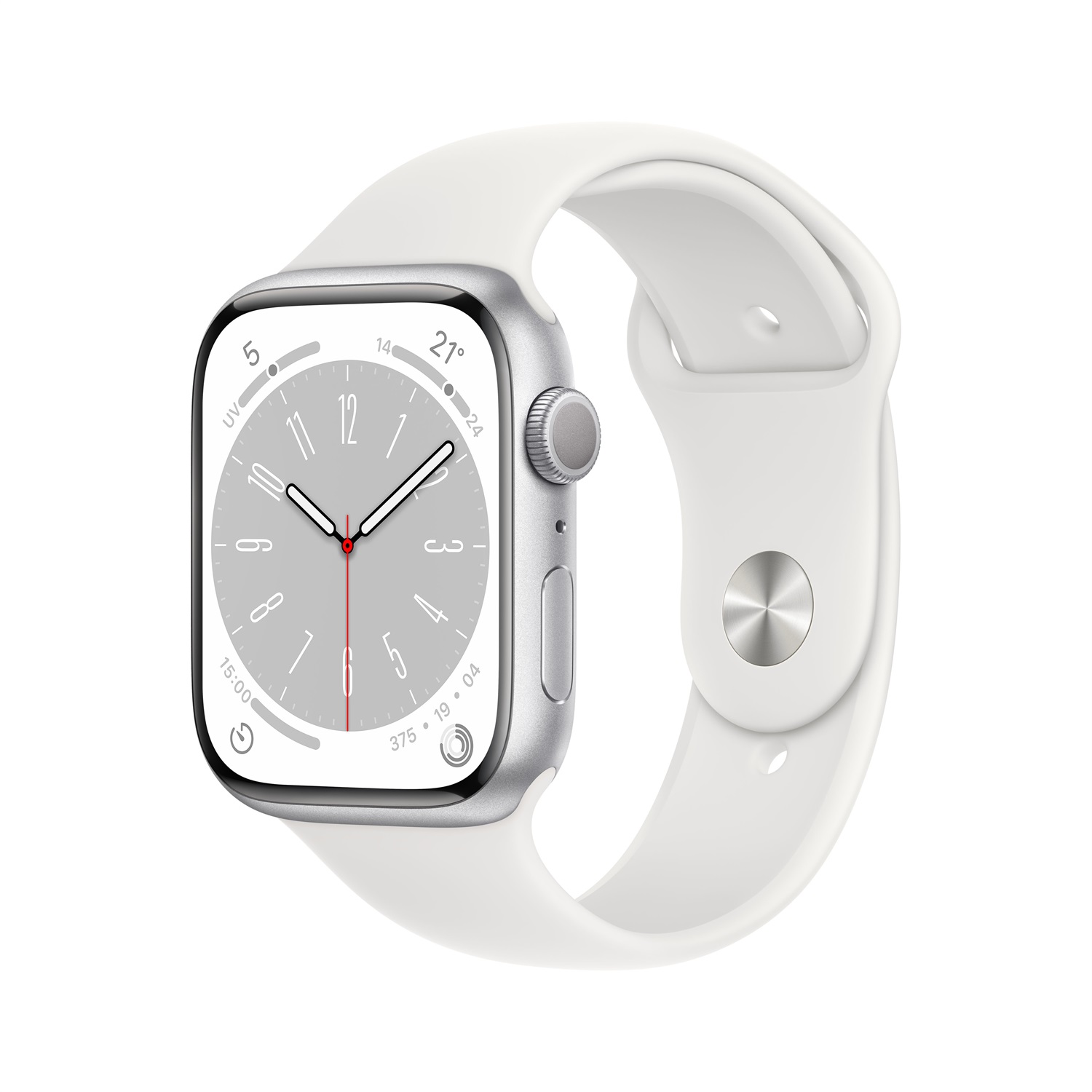 Apple Watch Series 8 GPS 41mm - Cassa in Alluminio Argento con Cinturino Sport Bianco, Fitness Tracker, App Livelli O₂, Resistente all'Acqua