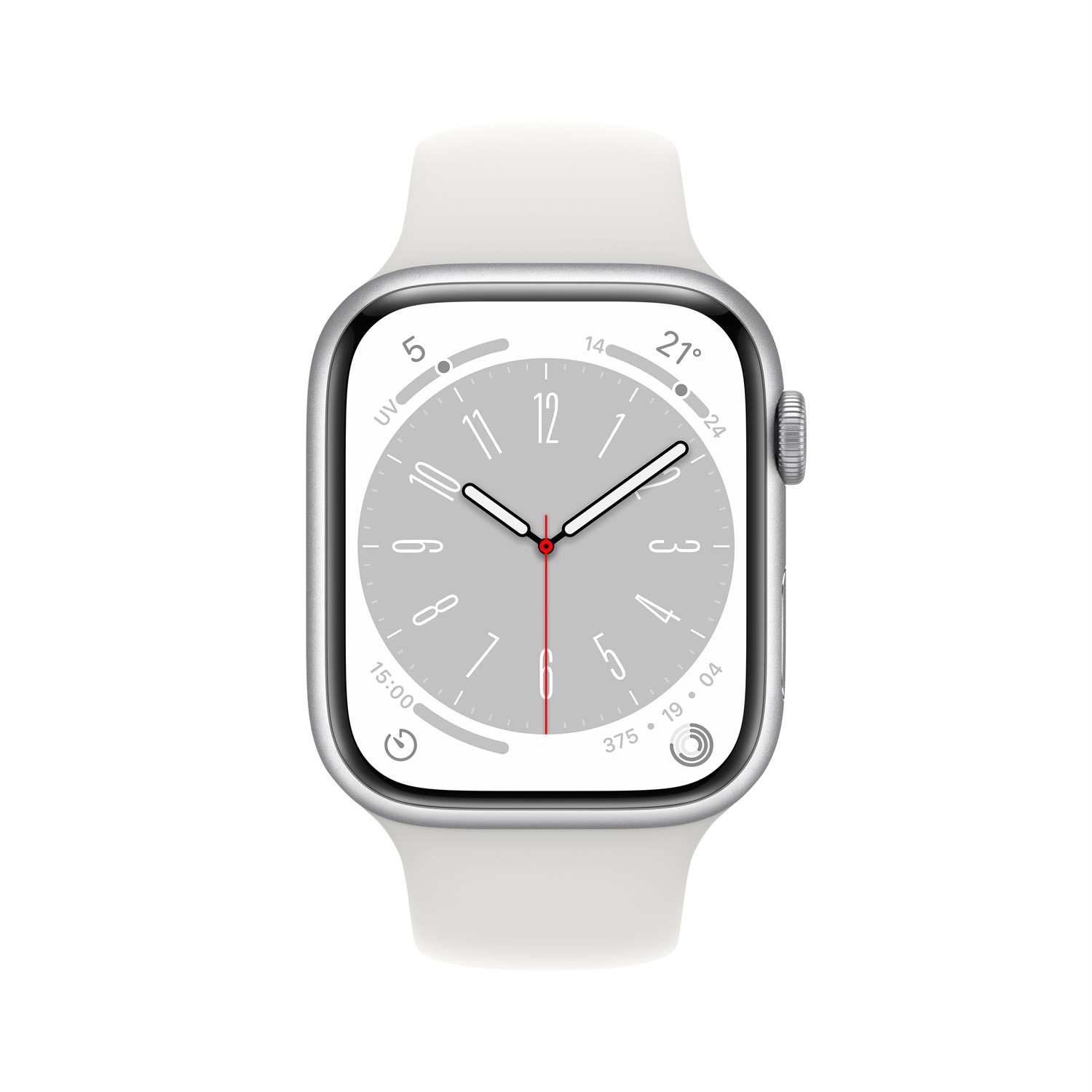 Apple Watch Series 8 GPS 41mm - Cassa in Alluminio Argento con Cinturino Sport Bianco, Fitness Tracker, App Livelli O₂, Resistente all'Acqua