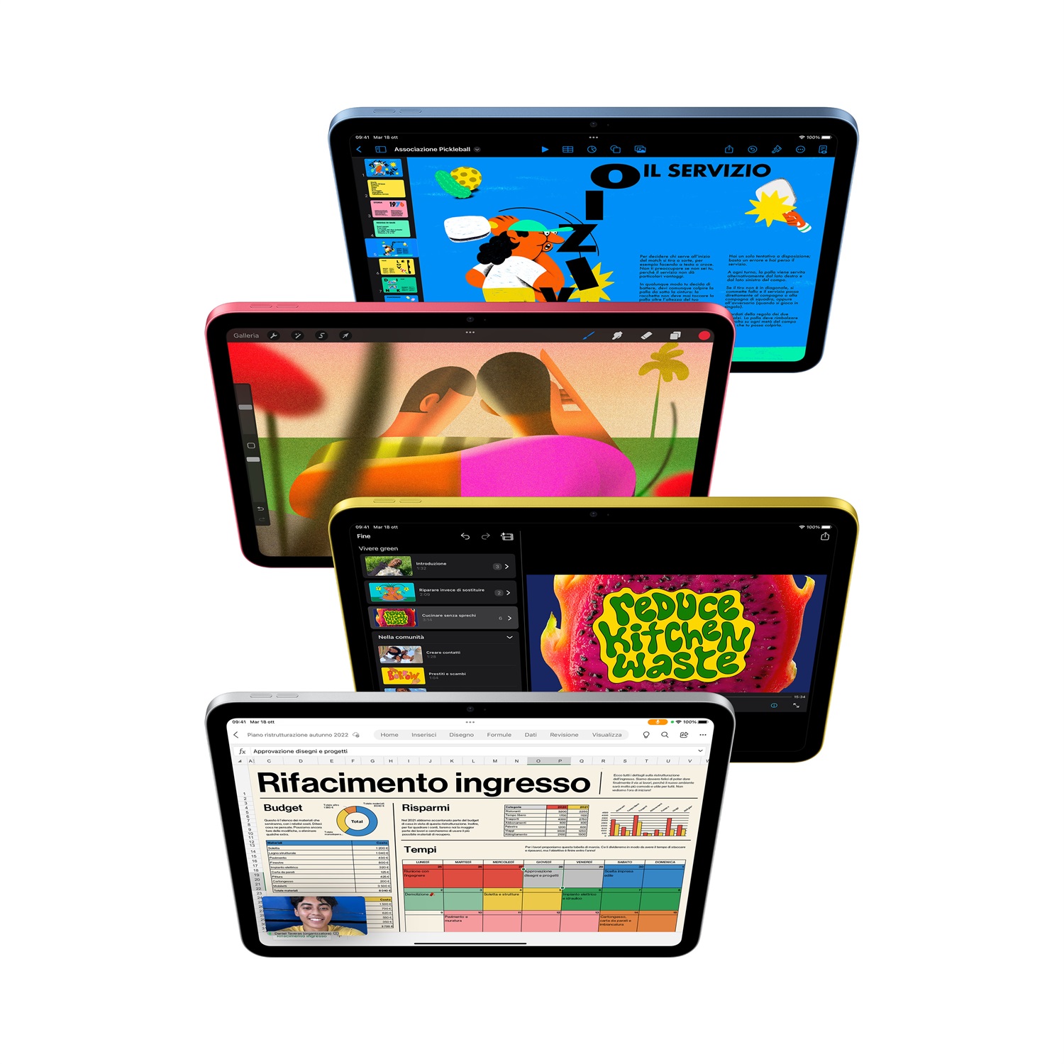 Apple iPad 10.9 (2022) 64GB Wi-Fi 6 Argento - A14 Bionic, iPadOS 16, Display Liquid Retina