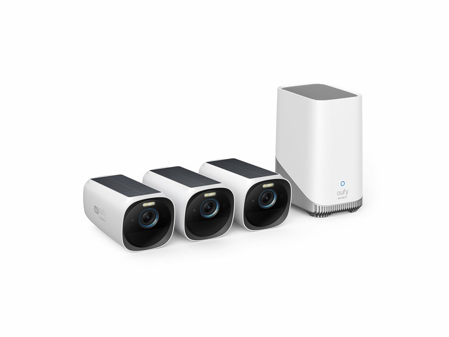 Eufy eufyCam S330 (eufyCam 3) 3-Cam Kit Telecamera di Sicurezza IP Esterno 4K Wireless con Visione Notturna a Colori