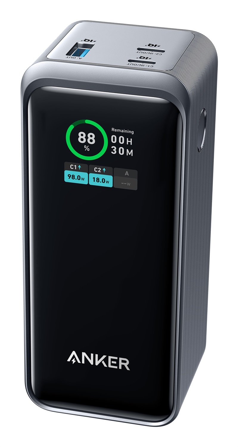 Anker Prime Power Bank 20000 mAh Nero - Uscita 200W, Display Digitale, Compatibile con iPhone, Samsung, MacBook e Dell